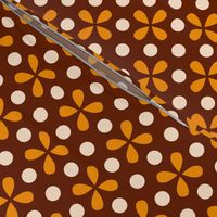 Retro 70s small dots motif brown yellow