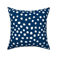 navy white dots - painted white dots, dot, navy, navy blue, classic