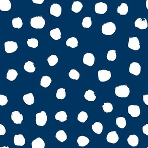 navy white dots - painted white dots, dot, navy, navy blue, classic