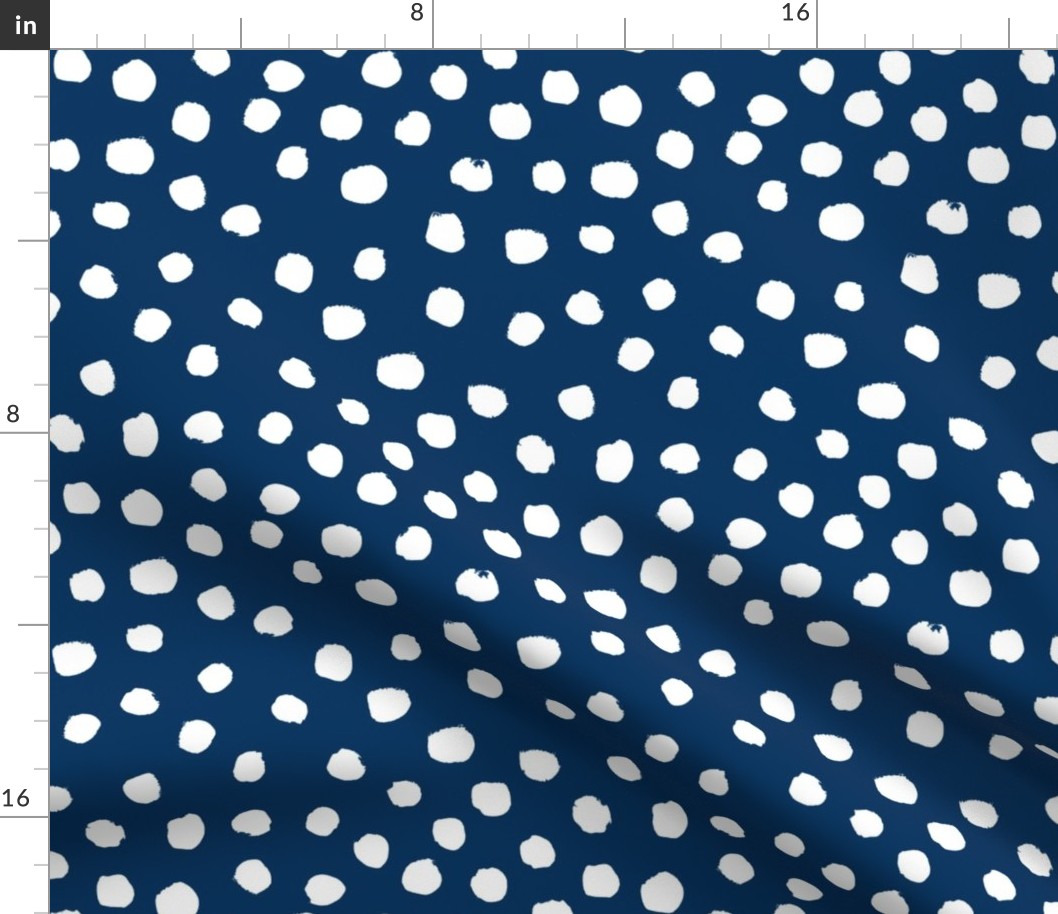 navy white dots - painted white dots, dot, navy, navy blue, classic