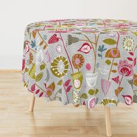 fanciful fifties flowers-jumbo bark cloth floral