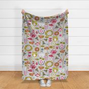 fanciful fifties flowers-jumbo bark cloth floral