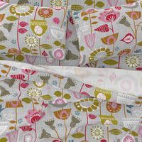 fanciful fifties flowers-jumbo bark cloth floral