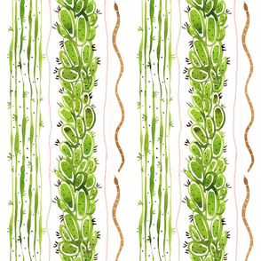 Cactus Leaves Stripes and Snake Stripe Watercolor