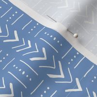 Chevrons Lines and Dots on Blue Ground