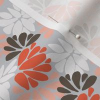 Japanese inspired floral on grey