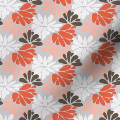 Japanese inspired floral on grey