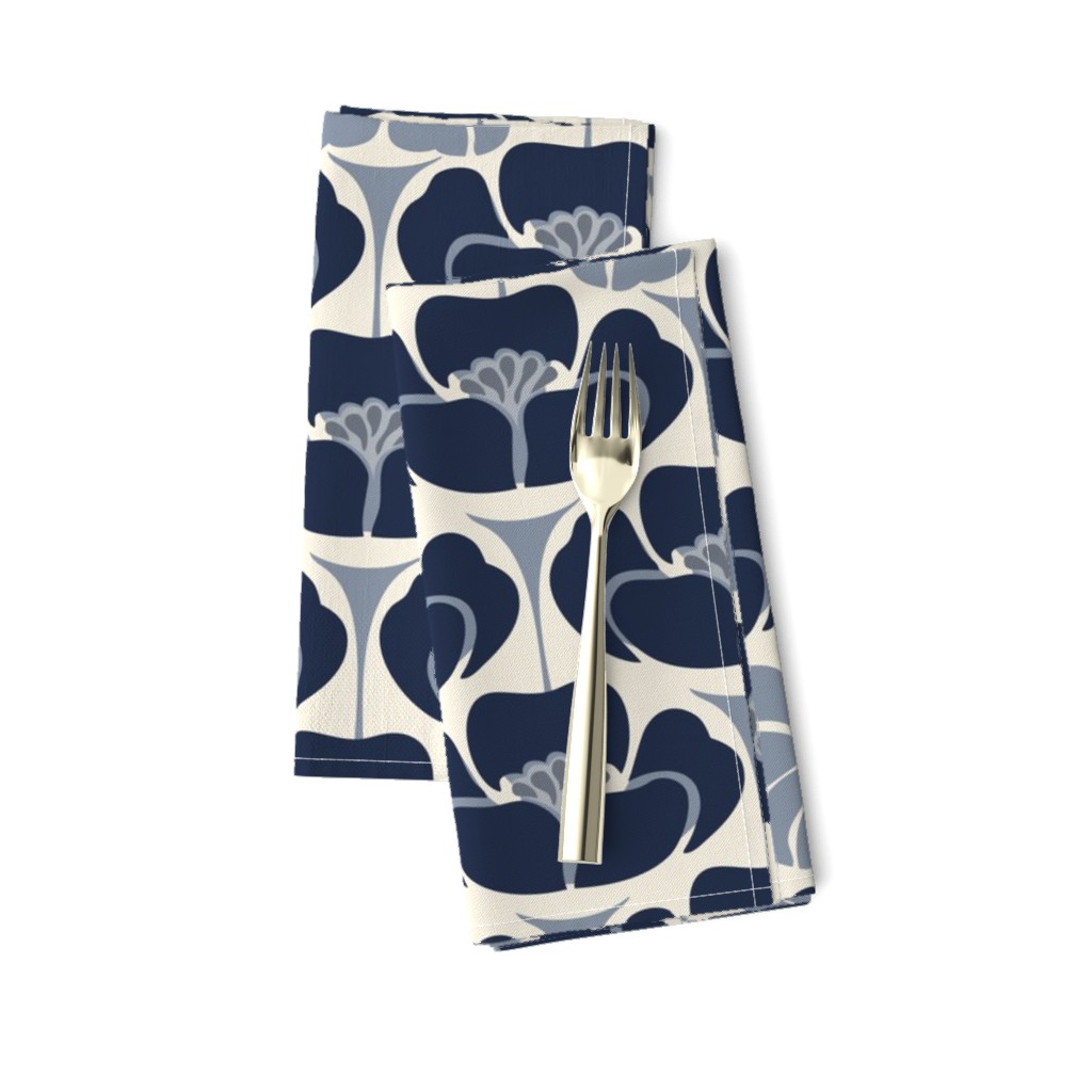 1920s Floral -  Indigo, blue