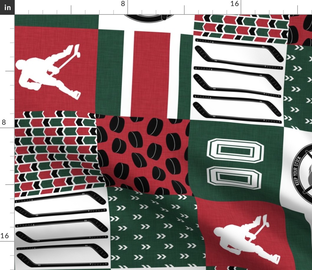 Hockey//Keep your stick on the ice//Minnesota - Wholecloth Cheater Quilt -Rotated