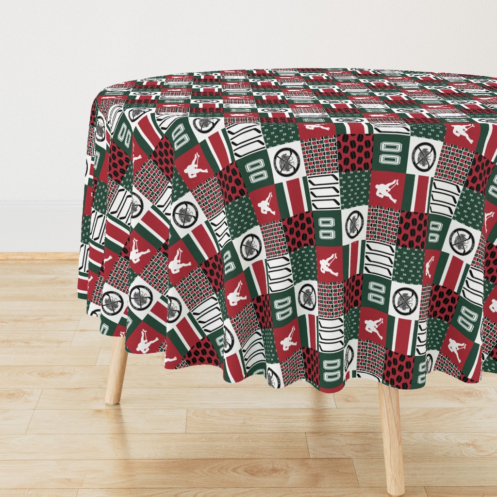 3 inch Hockey//Keep your stick on the ice//Minnesota - Wholecloth Cheater Quilt - Rotated