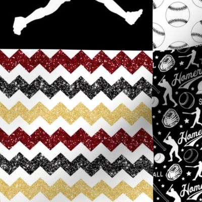 Softball//Gold&Crimson - Wholecloth Cheater Quilt