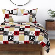 Softball//Gold&Crimson - Wholecloth Cheater Quilt