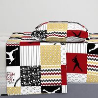 Softball//Gold&Crimson - Wholecloth Cheater Quilt - Rotated