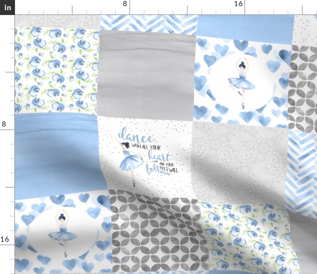 Ballerinas//Bluebell - Wholecloth Cheater Quilt 