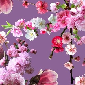 Japanese Magnolia Cherry & Blossoms Dusty Purple