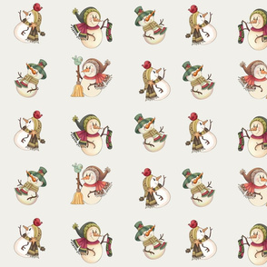 Chritmas snowman cream fabric