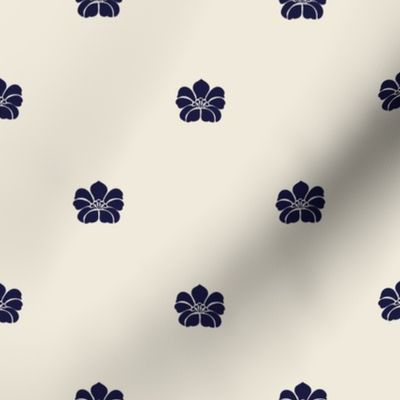 Floral Sparse -  Cream, Indigo