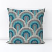 Art Deco waves brown teal blue large Wallpaper