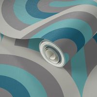 Art Deco waves brown teal blue large Wallpaper