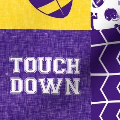 touch down - football wholecloth - purple and gold - college ball - chevron