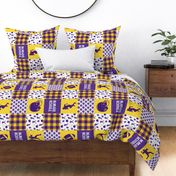 touch down - football wholecloth - purple and gold - college ball -  plaid (90)