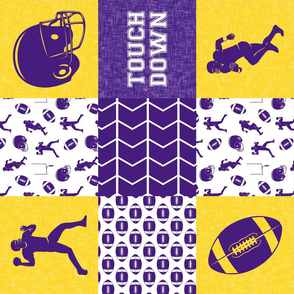 touch down - football wholecloth - purple and gold - college ball - chevron (90)