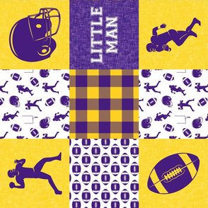 Little Man - Football Wholecloth - Purple and Gold (90)