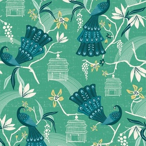 Aviary  - Peacock Chinoiserie Green