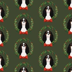 christmas cavalier king charles spaniel wreath - dog, dogs, wreath, christmas, xmas, dog breeds tricolored