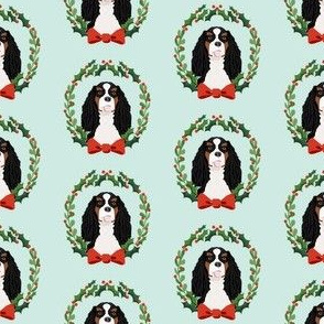 christmas cavalier king charles spaniel wreath - dog, dogs, wreath, christmas, xmas, dog breeds tricolored