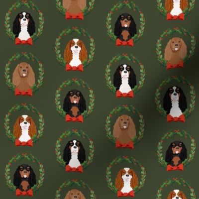 christmas cavalier king charles spaniel wreath - dog, dogs, wreath, christmas, xmas, dog breeds