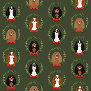 christmas cavalier king charles spaniel wreath - dog, dogs, wreath, christmas, xmas, dog breeds