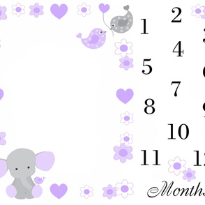 Purple Elephant Baby Girl Milestone Month Blanket