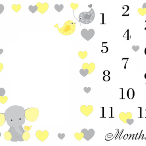 Yellow Elephant Neutral Baby Milestone Month Blanket