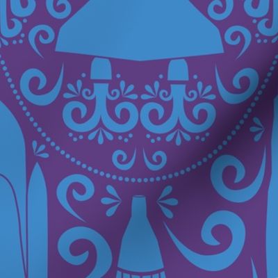 Rocket Damask (Purple and Blue Large)