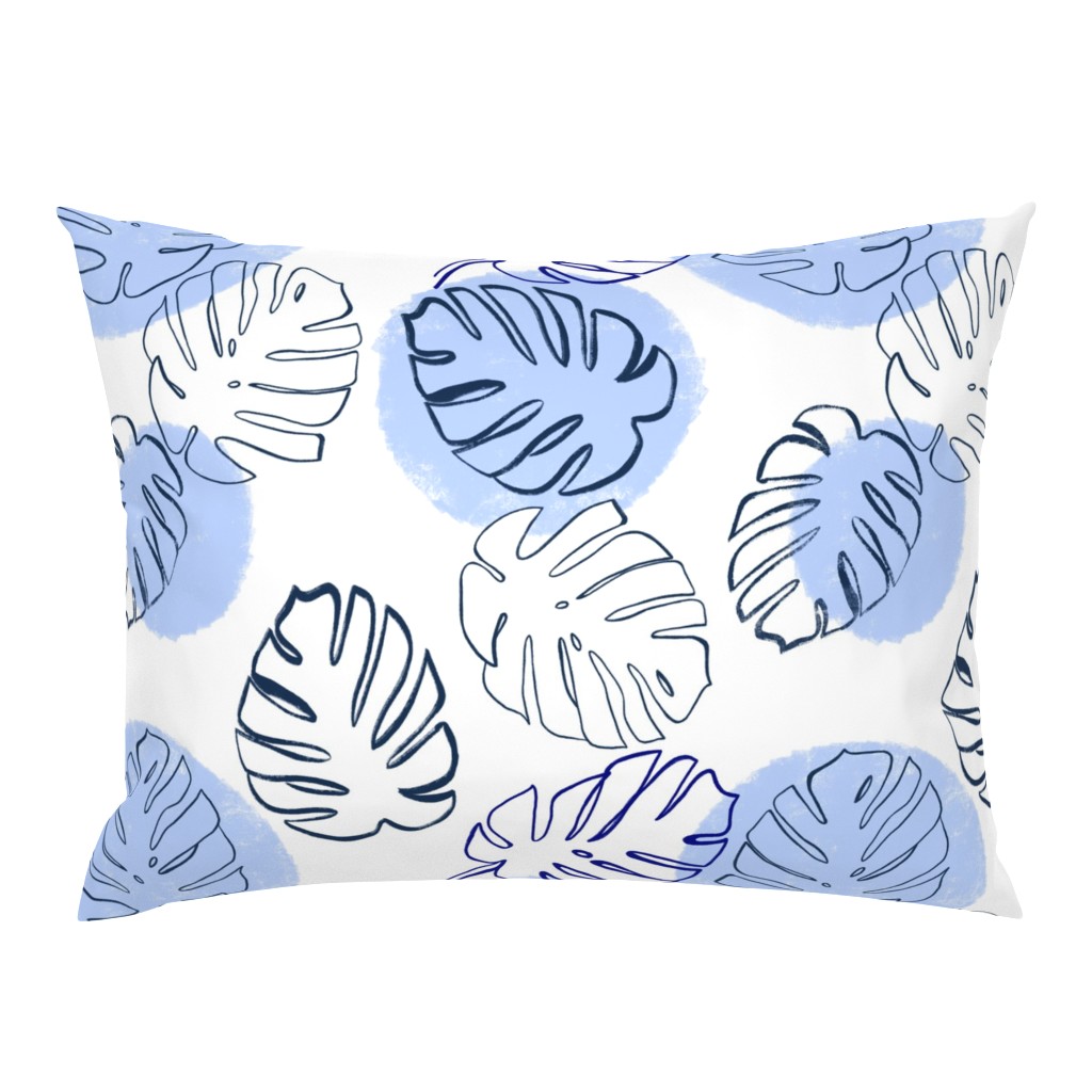 Monstera Leaves Soft Blue - large scale