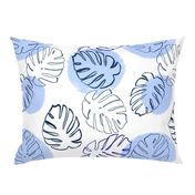 Monstera Leaves Soft Blue - large scale