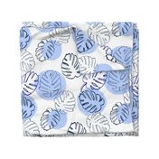 Monstera Leaves Soft Blue - large scale