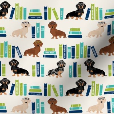dachshund library books, book, literature, book, doxie, dog, dogs