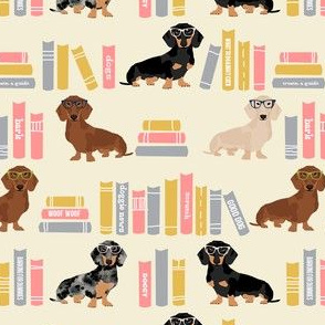 dachshund library books, book, literature, book, doxie, dog, dogs