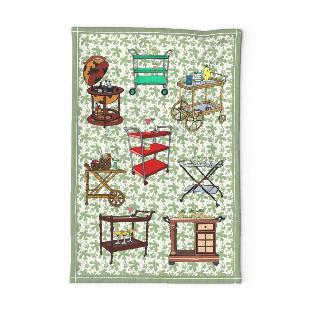 retro bar carts tea towel