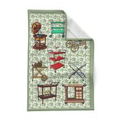 retro bar carts tea towel