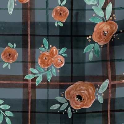 gold rose indigo tartan