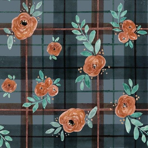 gold rose indigo tartan