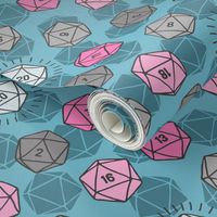 Tossed d20 in Teal & Pink (Small Scale)