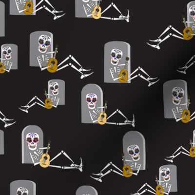 Halloween Dia de los Muertos Skeleton in black and grey