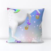 Rainbow Princess Unicorn on Blue