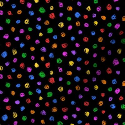 candy colored chalk polkadots on black