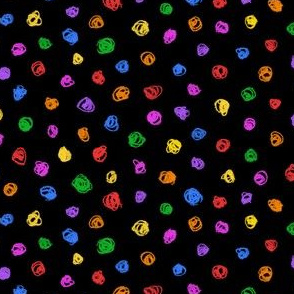 candy colored chalk polkadots on black