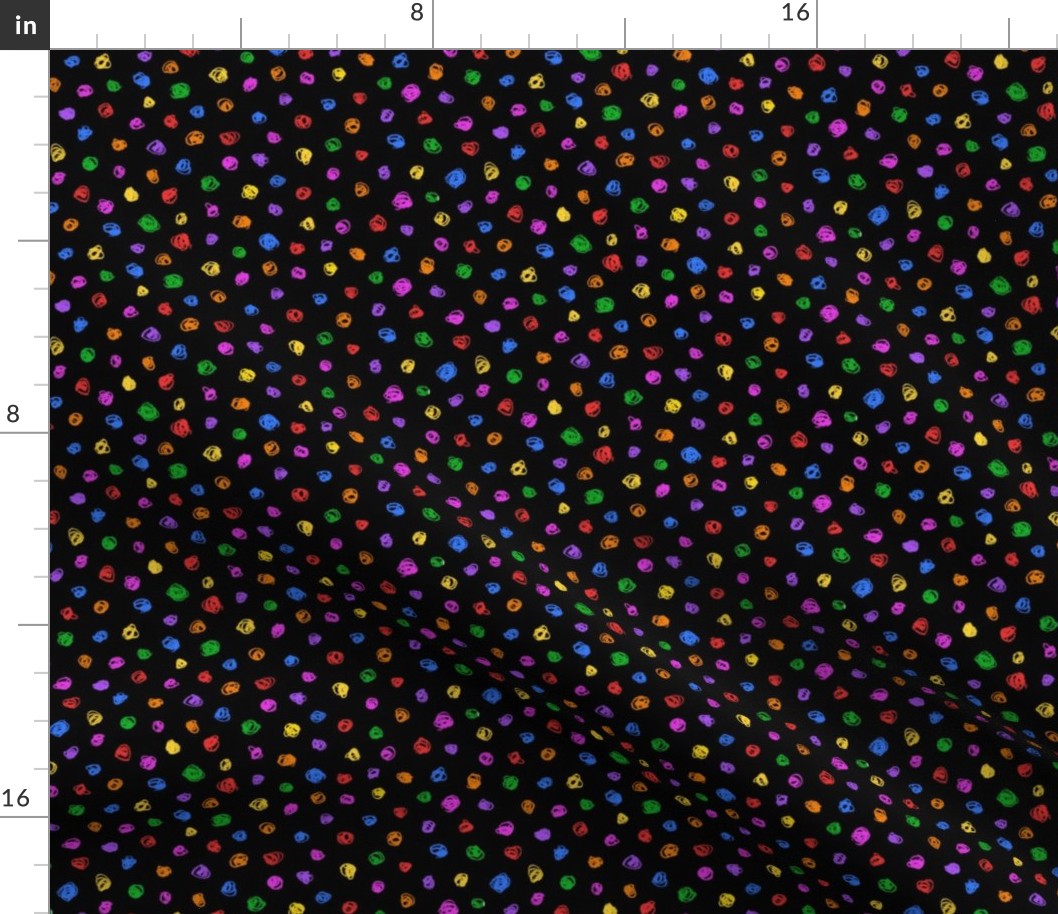 candy colored chalk polkadots on black